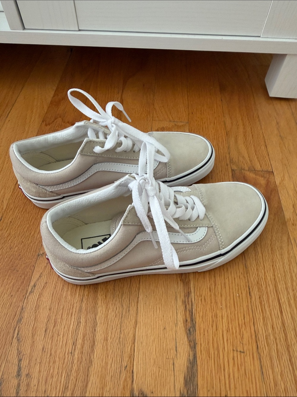 Vans Old Skool Cream Beige Suede Canvas Sneakers